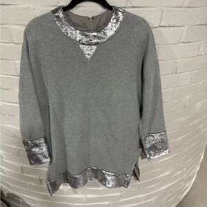 Banana Republic Gray Sweatshirt Dress with Silver Sequins